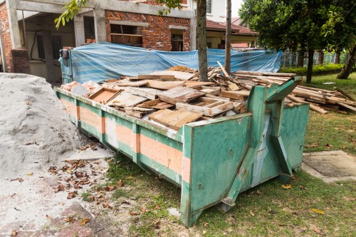 Construction site with debris being cleared